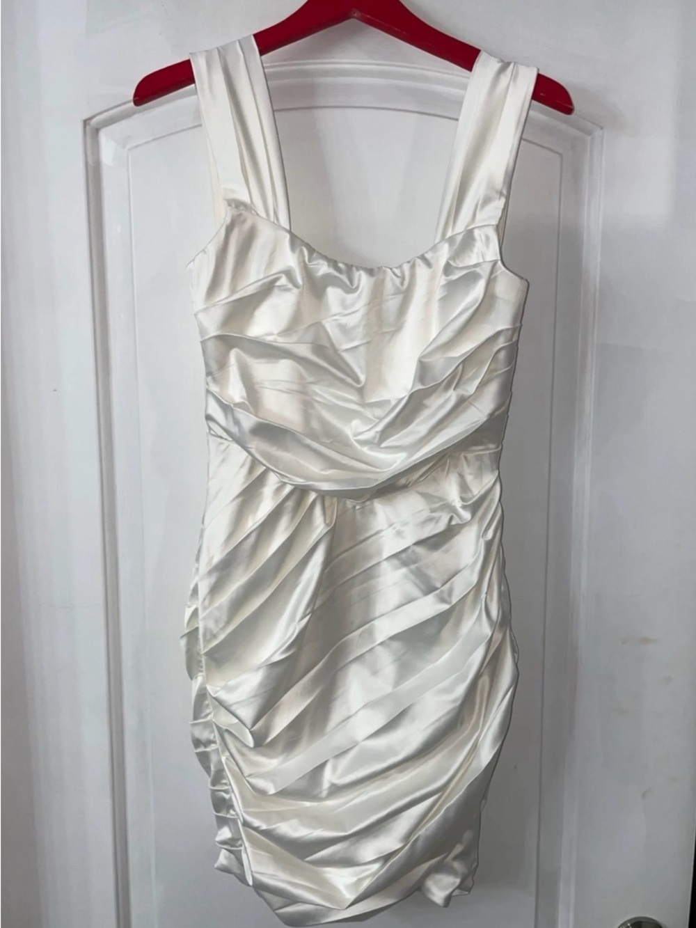 Alamour The Label Ivory Satin Ruched Mini Dress